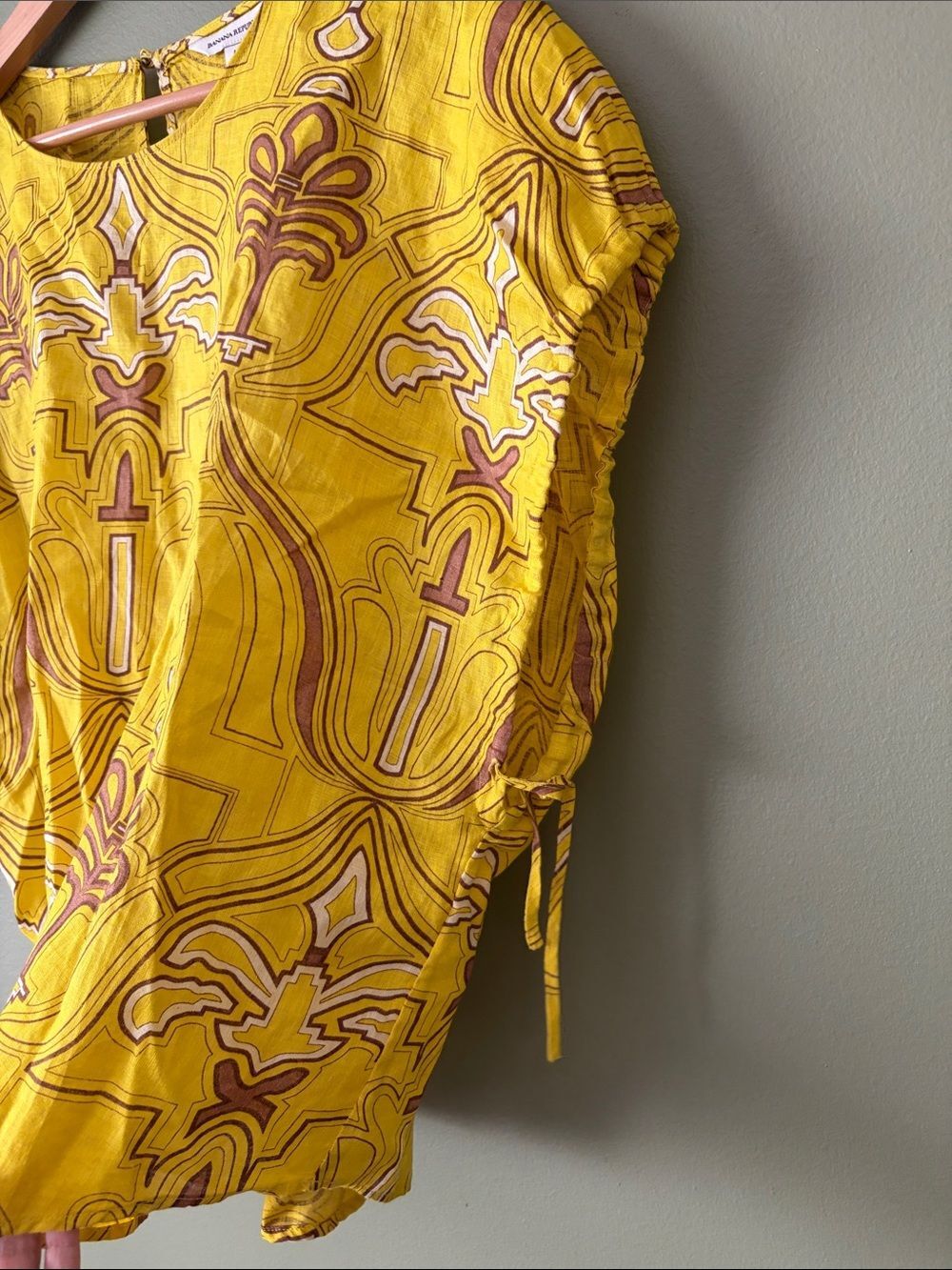 Banana Republic Oversized 100% Linen Cinch Sleeves Short Sleeve Top  Sz L - Picture 4 of 6